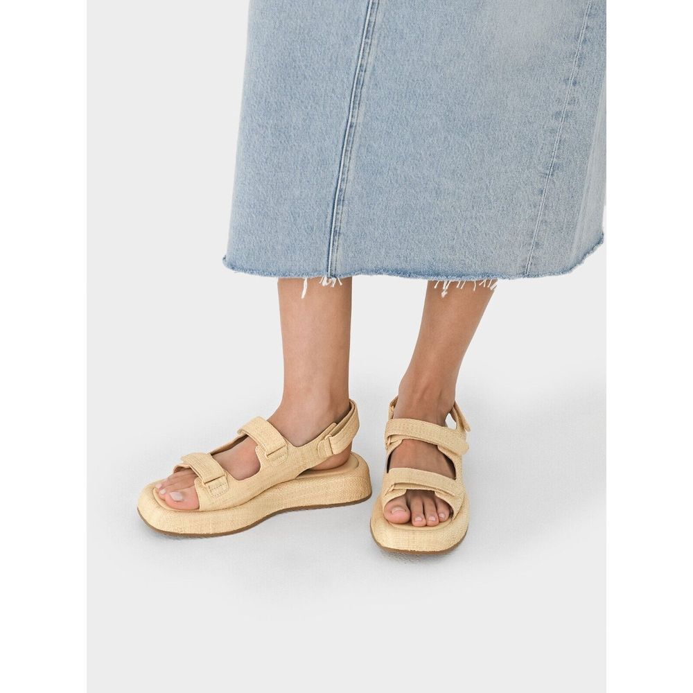 Loeffler Randall Blaise Natural Raffia Platform Sandals sz 10